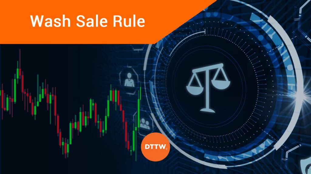 wash sale rule represented with a chart and a scale