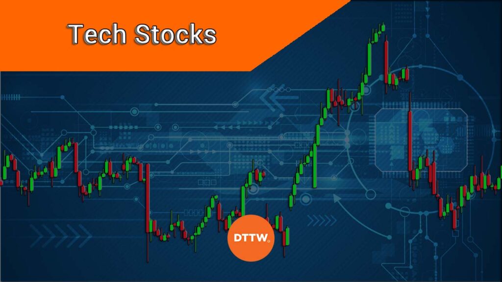 trading chart with tech stocks